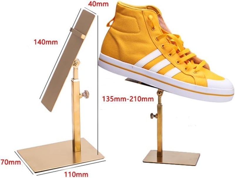 Mollytek 2 Pack Shoe Display Riser Stainless Steel High Heel Display Stand Rack High Heel Shoe Stand Holder Countertop Shoes Display Stands for Selling Photography (Rose Gold) - Image 3